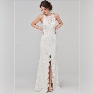 Willowby by Watters Adia Lace Wedding Gown Halter Center Slit size 12